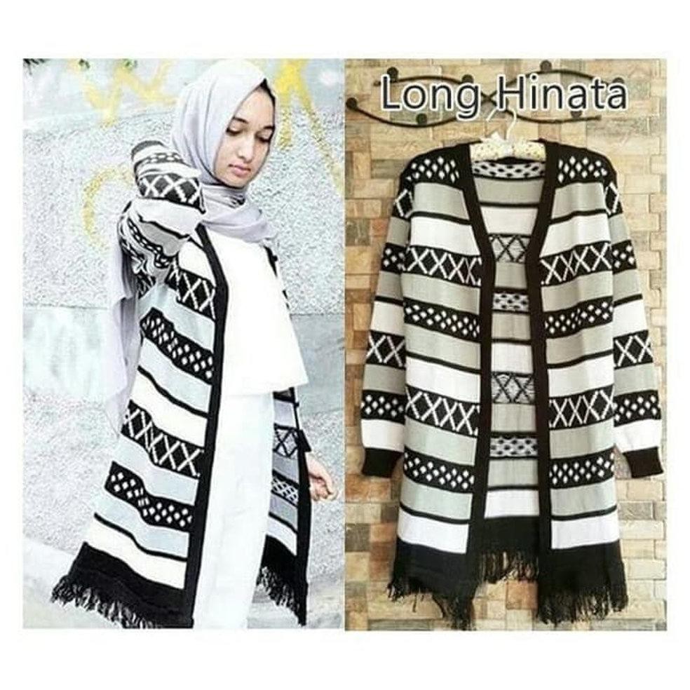 RECOMMENDED SALE LONG HINATA CARDIGAN BAJU RAJUT WANITA JAKET ATASAN WANITA BERHIJAB LONG MUMER