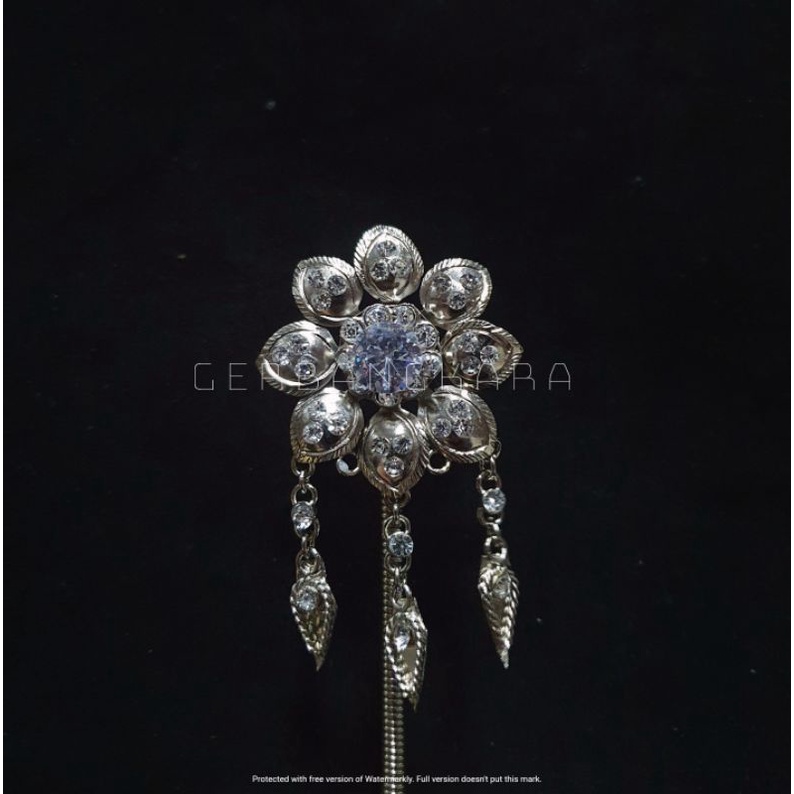 Mentul / Kembang Goyang Daun Tebal Diamond Zircon