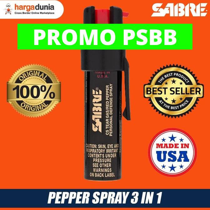 SABRE 3-IN-1 Pepper Spray - Police Strength - Compact Size with Clip