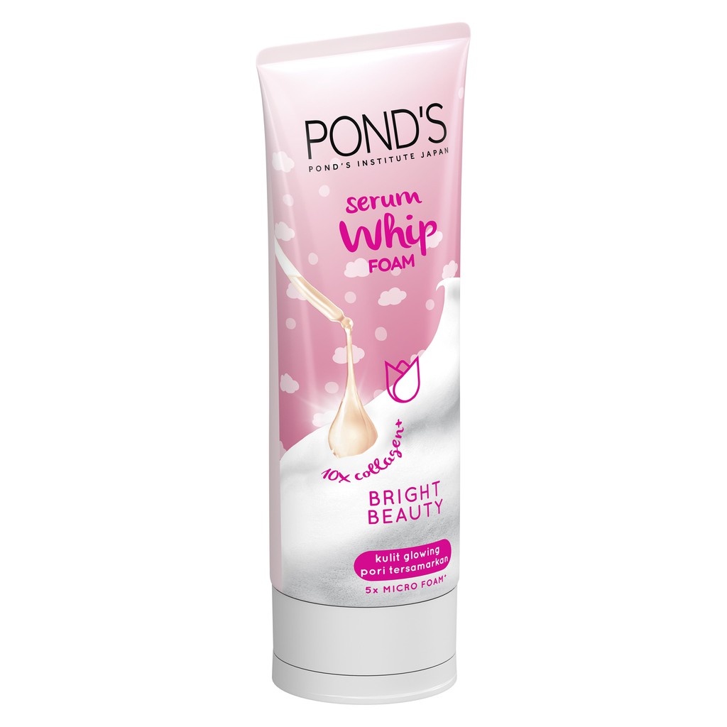 Ponds Whip Facial Foam Sabun Cuci Muka Pure Bright | Bright Beauty With 10X Collagen Serum 100 GR