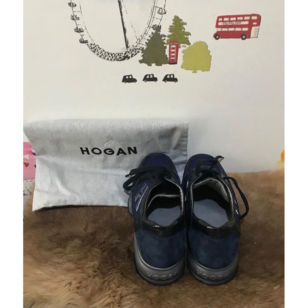 SEPATU HOGAN ORIGINAL PRELOVED WARNA BIRU TUA KOMBINASI LEATHER GLITTER