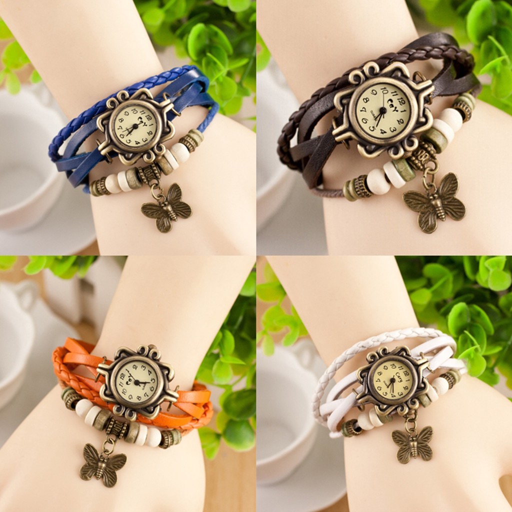 [✅COD] Jam Tangan Gelang Tali Vintage Watch Aksesoris Fashion Korean Style Wanita Cewek Anti Air Murah Couple Original