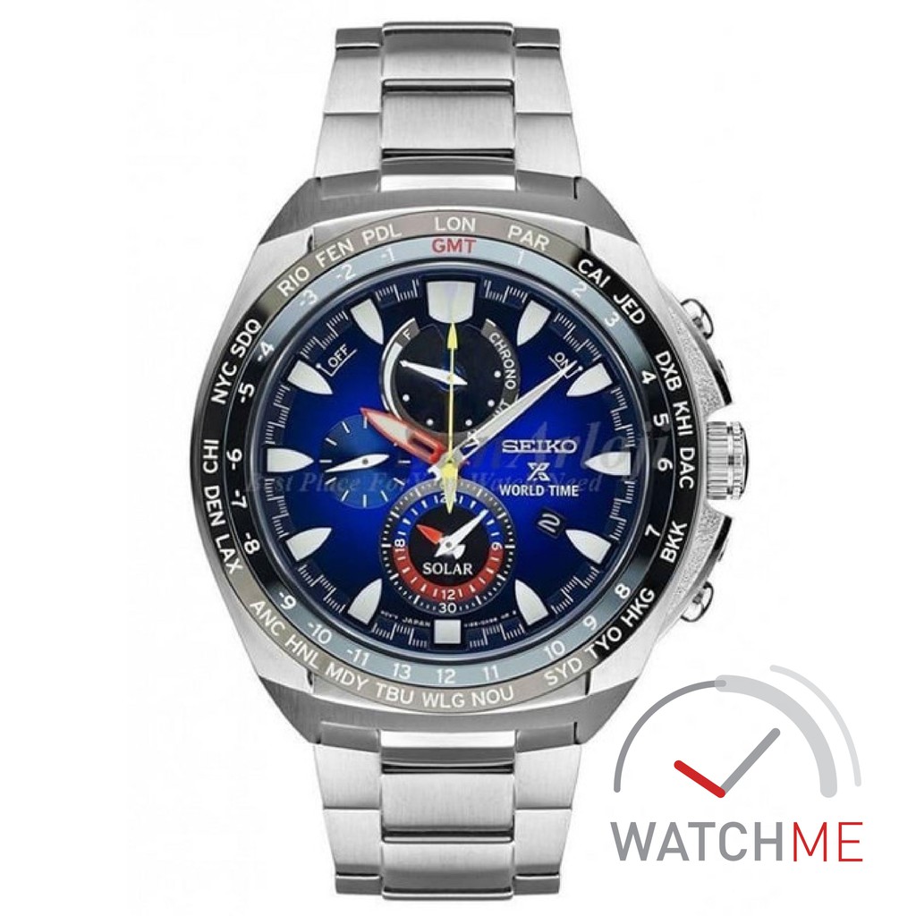 Seiko Prospex SSC549K1 Solar Chronograph World Time Blue Dial 100m Stainless Steel Original Garansi