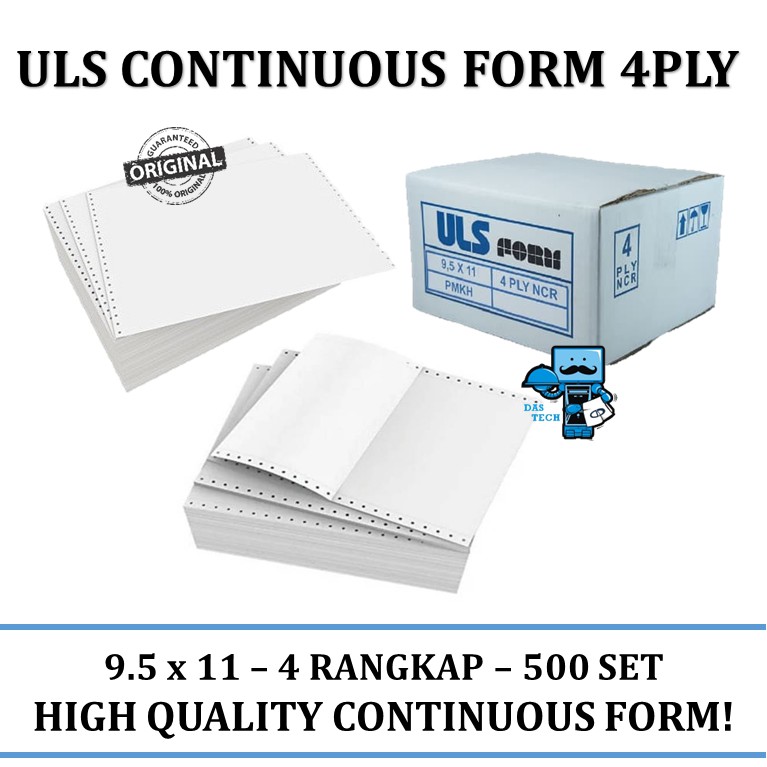 

Continuous Form ULS 9.5x11 4 ply / 4ply / 4 Rangkap NCR - High Quality