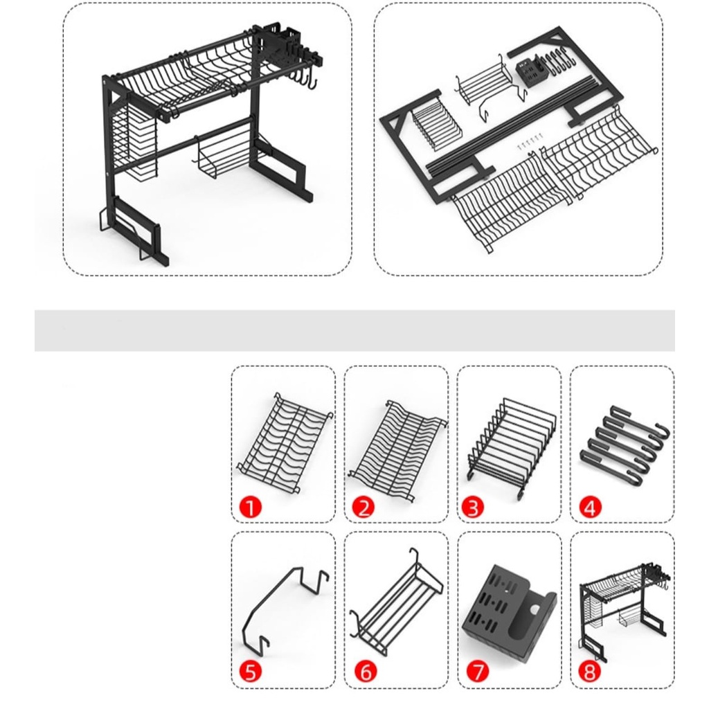 BS508 Rak Dapur Stainless Rak Wastafel pengiring piring Dryer Rak