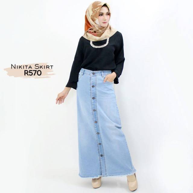 ROK JEANS KANCING RAWIS // XANDRA SKIRT BUTTON