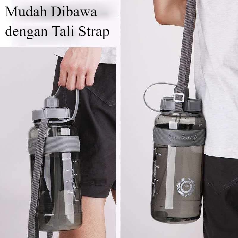 Botol Minum Sport 1Liter 2Liter Dengan Stiker Lucu 1L 2L 1000 2000 ML Outdoor Motivasi Olahraga Viral LADALA