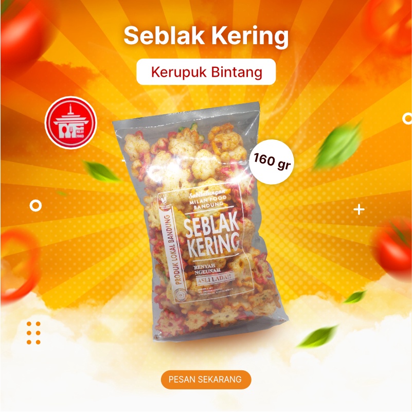 

Seblak Kering Kerupuk Bintang Pedas Milan Food 160gr Kemasan Bantal Cemilan Makanan Ringan Gurih Bandung