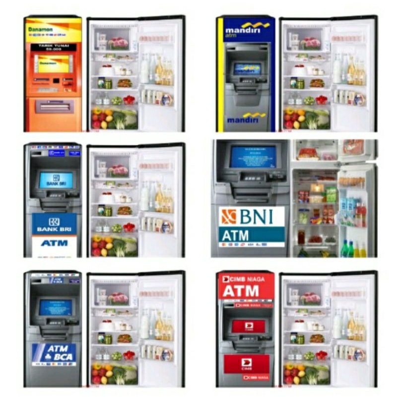 WALPAPER STICKER KULKAS SATU PINTU MOTIF ATM