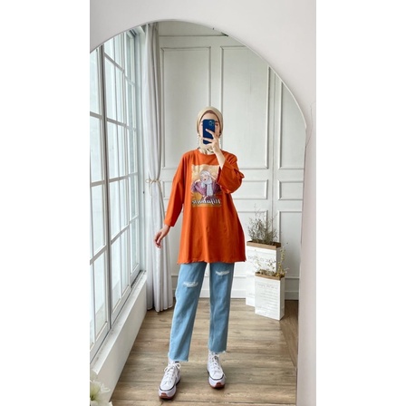 KAOS OVERSIZED COMBED DTF JUMBO MOTIF GIRL MUSLIMAH COTTON COMBED 30S BIGSIZE XXL MURAH GROSIR MODELLANO