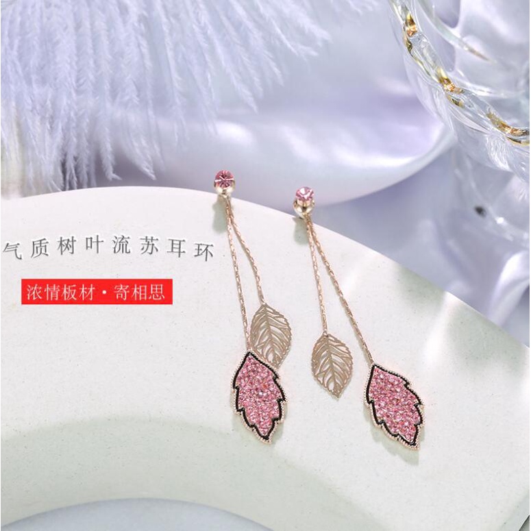 925 perak leaf-shapepd stud anting-anting wanita sederhana dingin anting-anting aksesoris baru trend