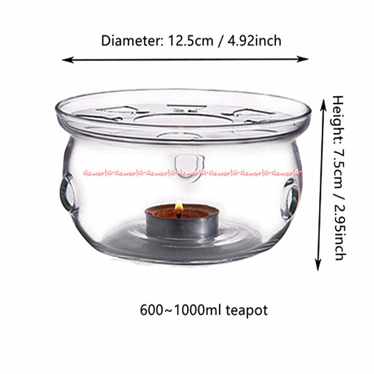 Delicia Tea Warmer Borosilicate Penghangat Teh Menggunakan Lilin Tahan Panas Bahan Kaca Bening Transparan Warm Transparant