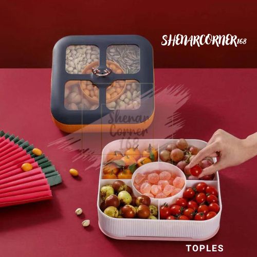 SHENAR TOPLES RUSA 2 dan 1 SUSUN FRUIT TRAY/TOPLES TEMPAT KUE MAKANAN LEBARAN/TOPLES PERMEN KACANG SNACK, SHENARCORNER168