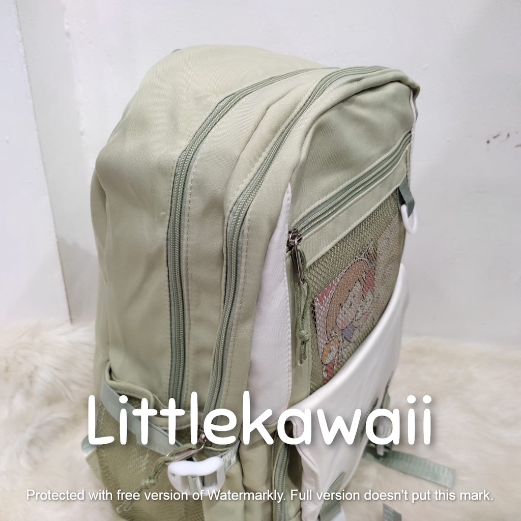 LK/Tas Ransel Laptop Backpack Sekolah Fashion Korean Style Anak Remaja Jaring Gesper Import