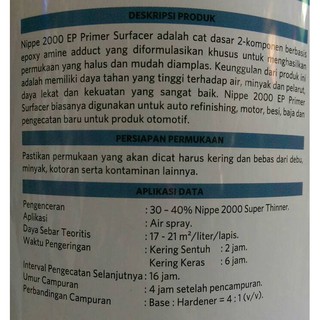 NIPPE EPOXY PRIMER SURFACER CAT DASAR NIPPE 2000 PUTIH ABU NIPPE EPOXY PRIMER SURFACER CAT DASAR NIPPE 2000 PUTIH ABU