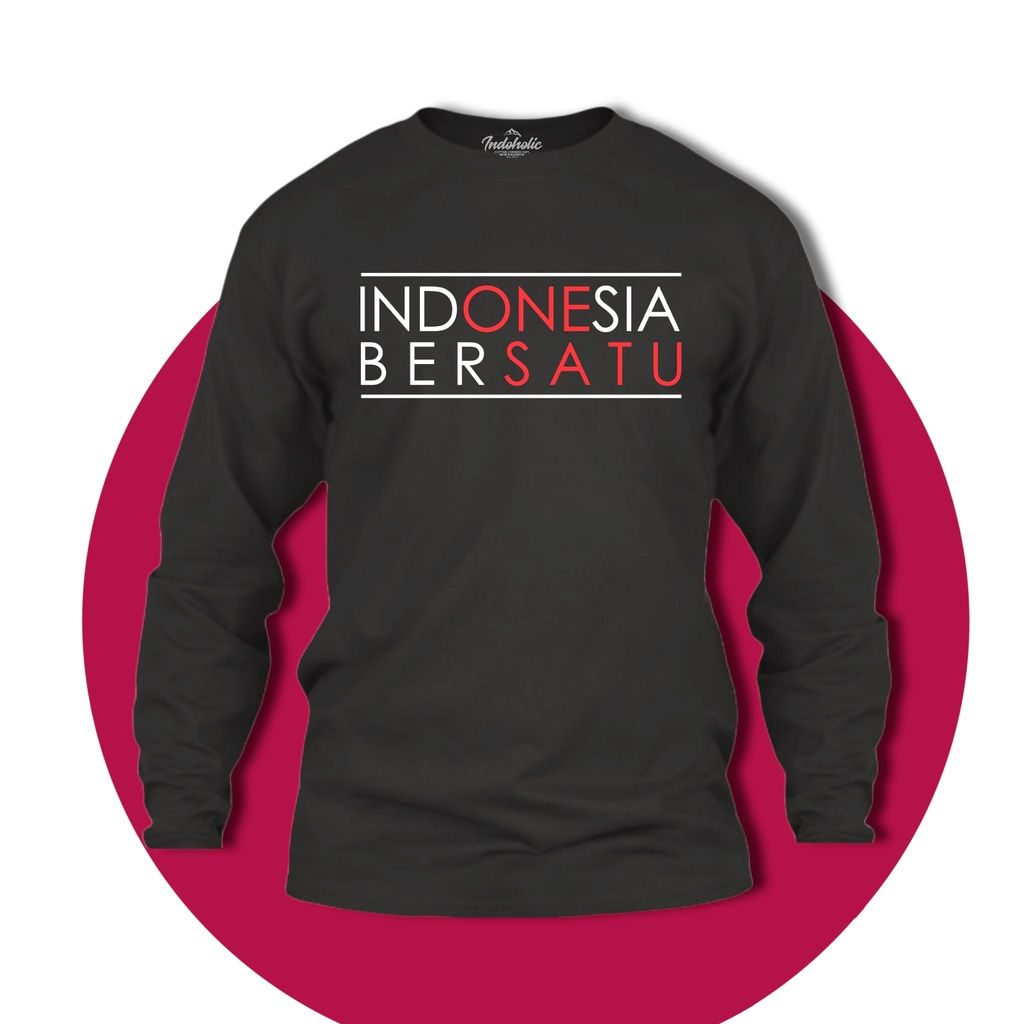 Indoholic Atasan Baju Kaos Distro Kaos Lengan Panjang Pria Wanita Combed 100% Indonesia Bersatu