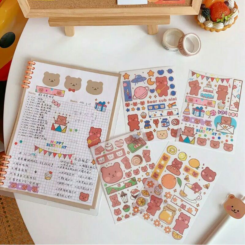 

KIANDAA SP0002 4 LEMBAR STICKER SHEET STICKER LUCU DOTTED STICKER BTS BT21/STIKER BULAT TOTOL/DECO STICKER WATERPROOF KIANDA