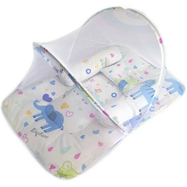 Kasur Kelambu Bayi Lipat Tenda FREE Bantal + 2 Guling KS01