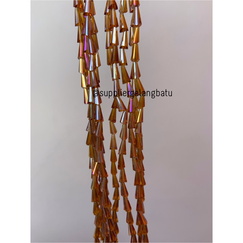 kristal terompet 8 x 4mm gold champagne crystal emas bahan acc PAGODA