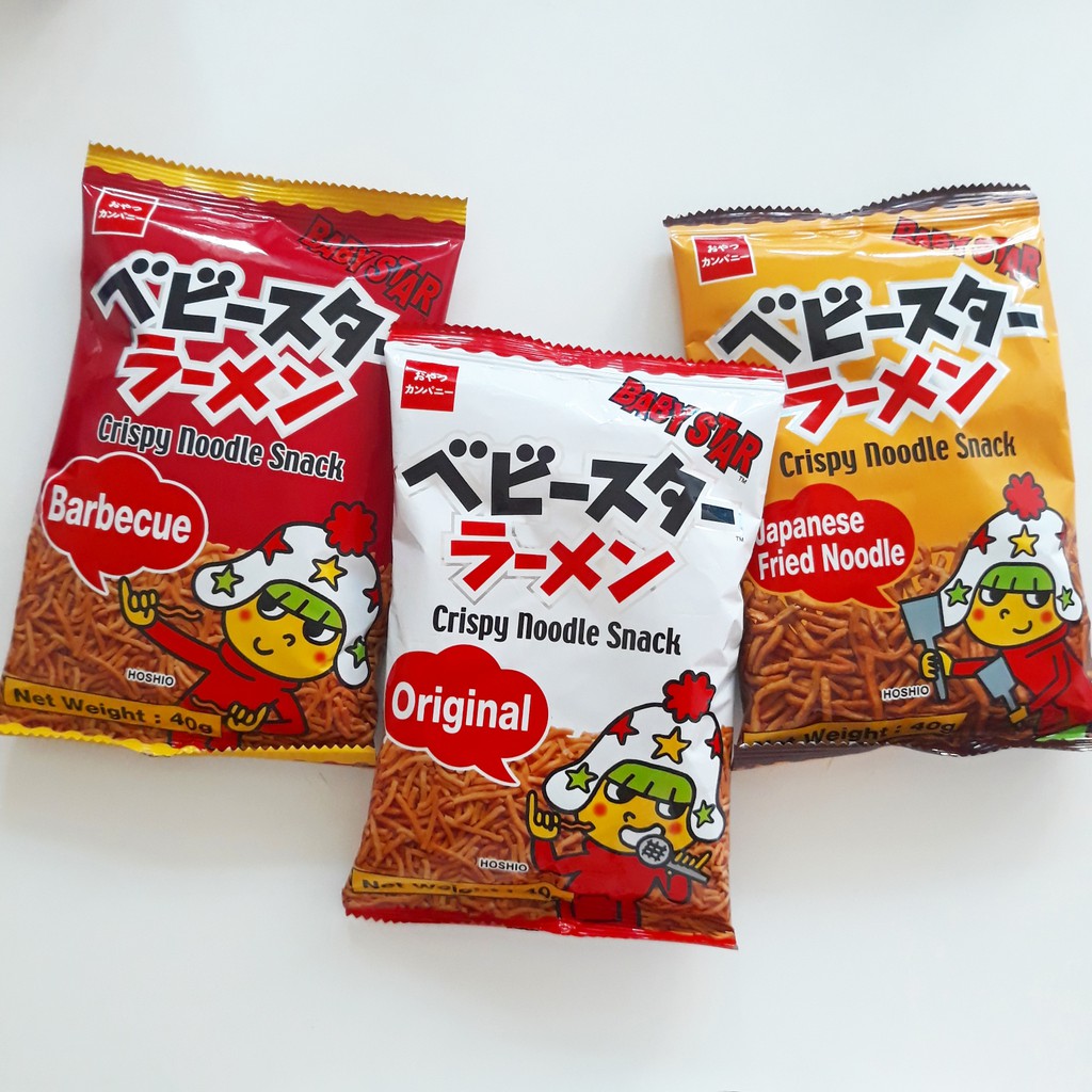 

Baby Star Crispy Noodle Snack 40gr Rasa Original, BBQ & Fried Noodle / Snack Mie Jepang