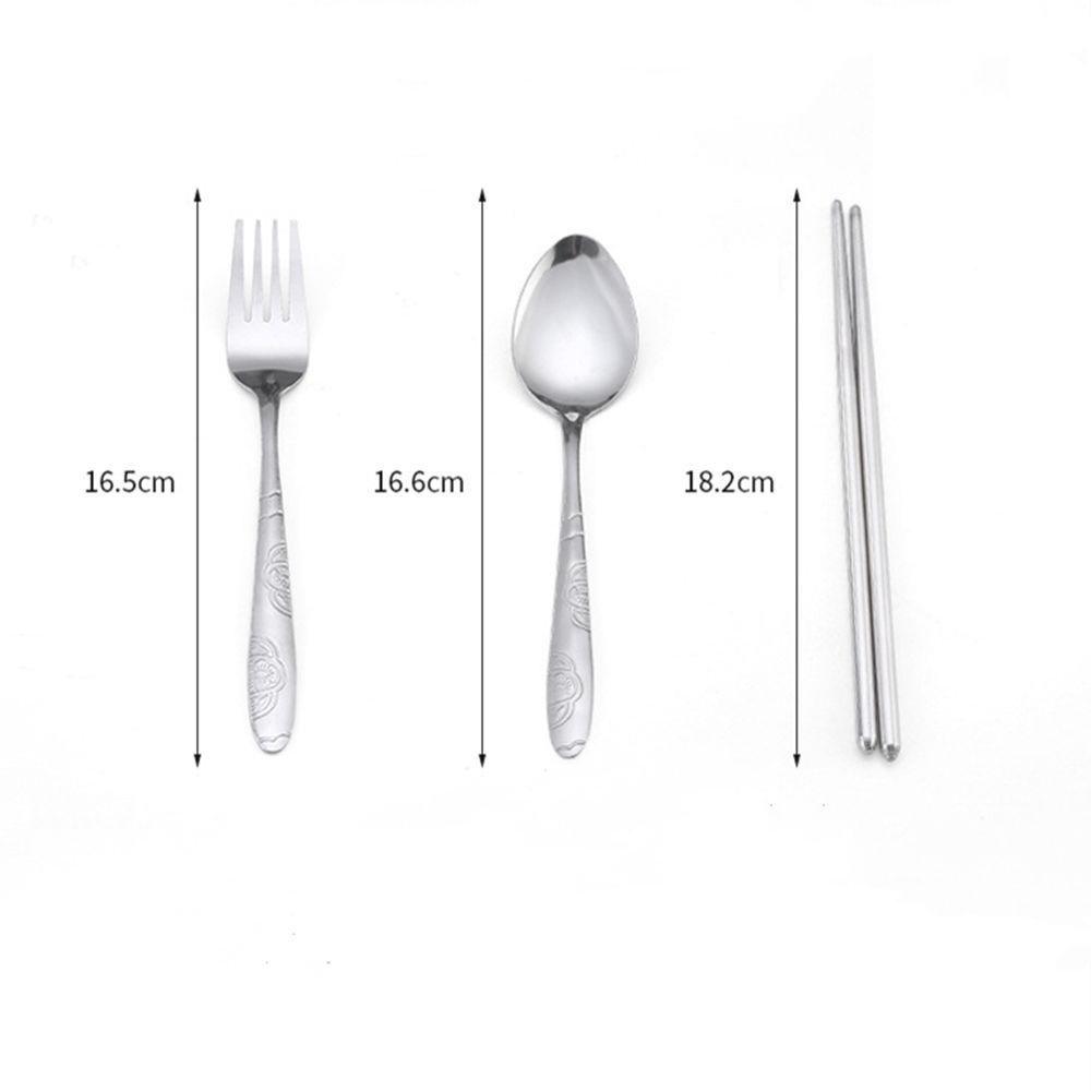 Nanas 3 Pcs Sendok Garpu Set Portable Outdoor Garpu Sendok Sumpit Tempat Penyimpanan Cutlery Set