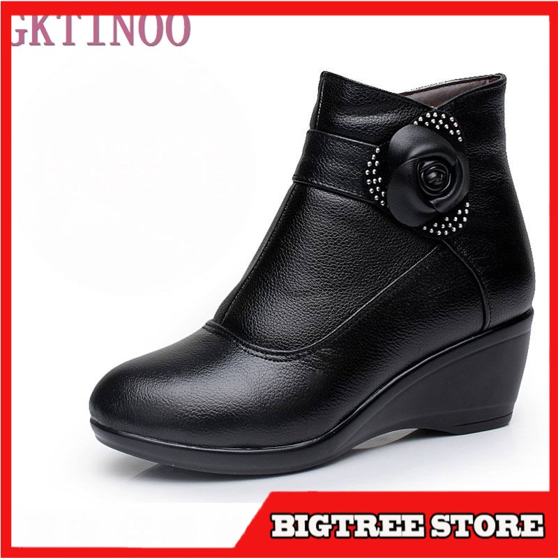 Sepatu Pump Wanita Import New  women boots women genuine leather winter boots warm plush autumn boot