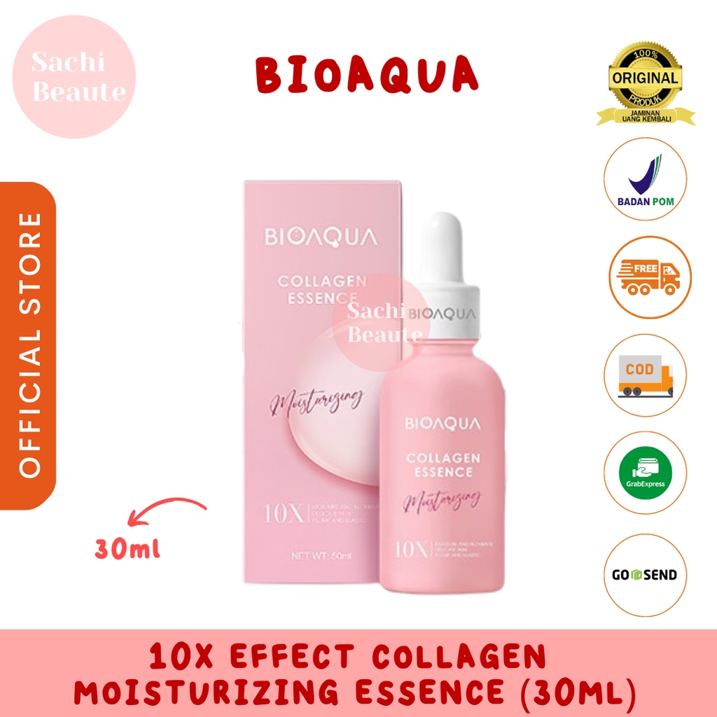 BioAqua Bio Aqua 10X Collagen Moisturizing Essence 30ml/50ml Serum Anti aging memudarkan garis-garis halus