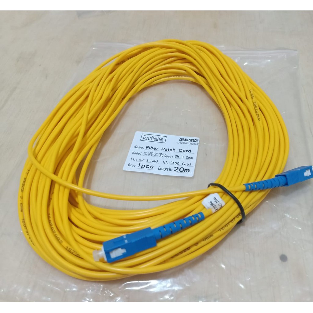 Patchcord SC UPC 20Meter /Patchord SC-SC Simplex Kabel Fiber Optik 20meter