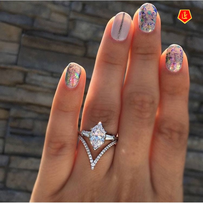 [Ready Stock]Creative Personality Diamond Ring Set Female All-Match