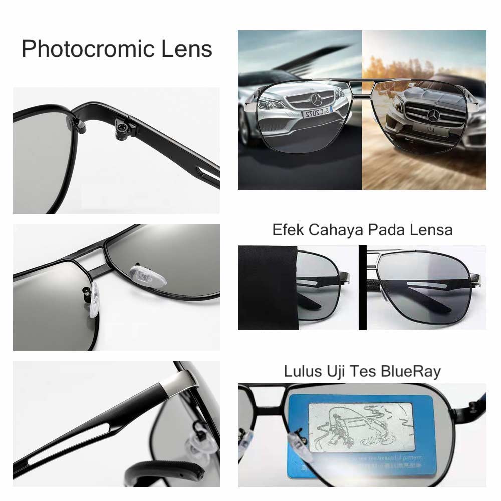 Kacamata Photocromic [ Silver ] Lensa Anti Radiasi - Fashion Pria &amp; Wanita - Design Korea - HM871