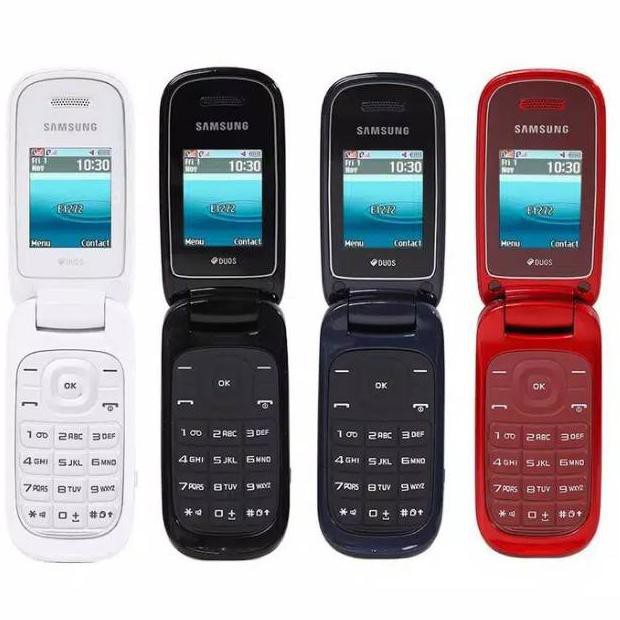 Samsung lipat flip Caramel GT-E1272 samsung murah Hp New bisa bahasa indonesia handphone-biru
