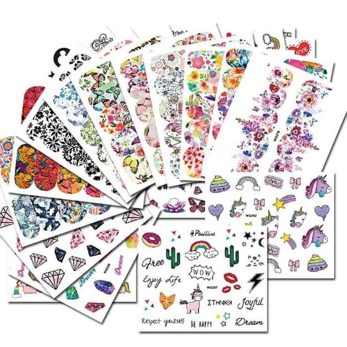 

HARGA 45 SHEETS - UNICORN FLOWER Water Nail Art Sticker STIKER KUKU