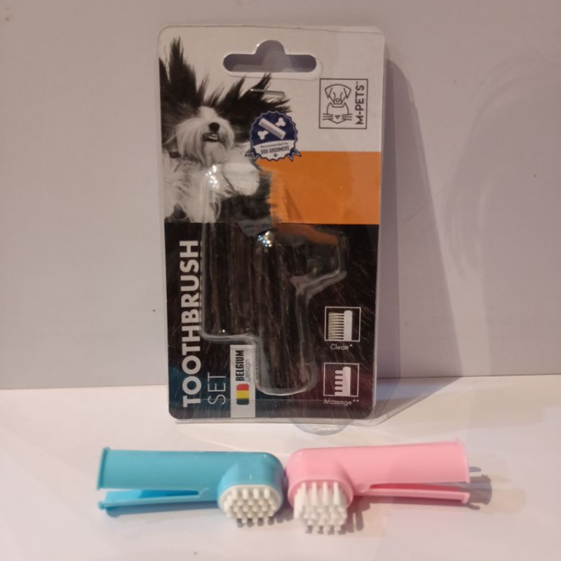 M-pets Toothbrush Set Isi 2 Clean - Massage / Sikat Gigi Hewan