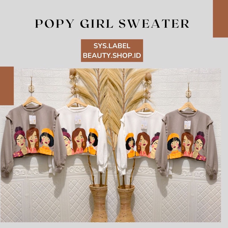 Sweater Popy Girl - Sweater Crop - by SYS.LABEL - Sweater Wanita E4