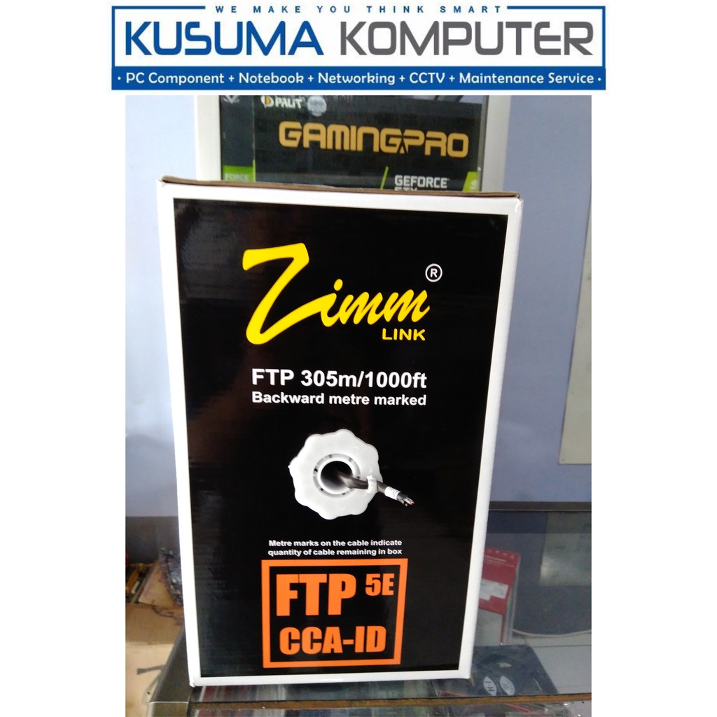 Zimmlink FTP CAT5e CCA-ID 305M CAT 5E Outdoor Kabel Lan Jaringan