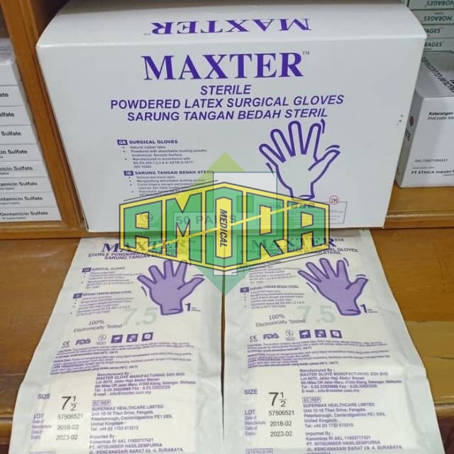 Sarung Tangan Steril Maxter / Handscoon Sterile Maxter Pcs