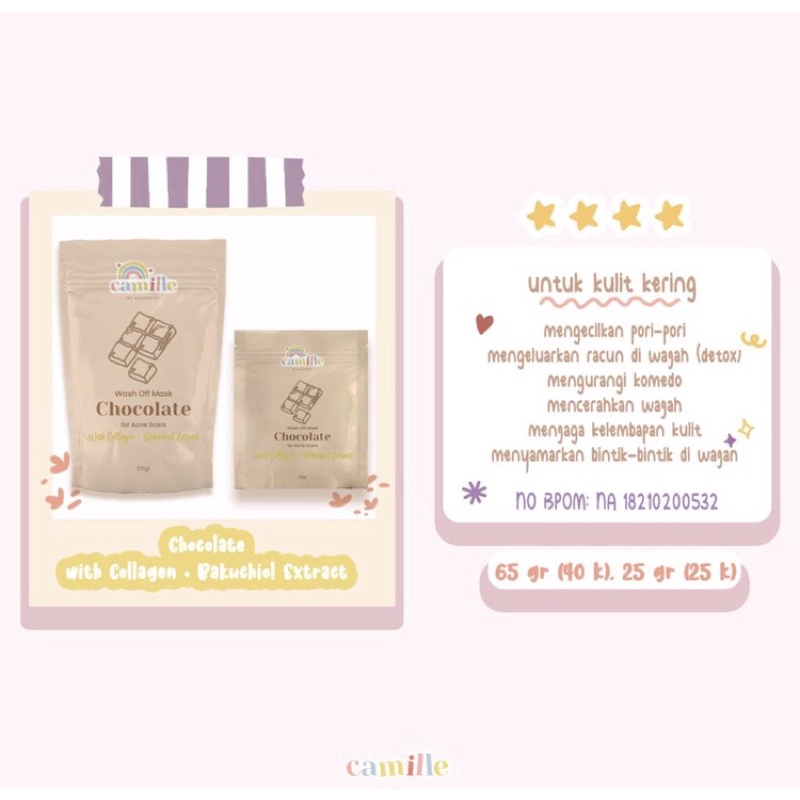 CAMILLE BEAUTE MASK BPOM / MASKER CAMILLE BEAUTY-CHOCOLATE