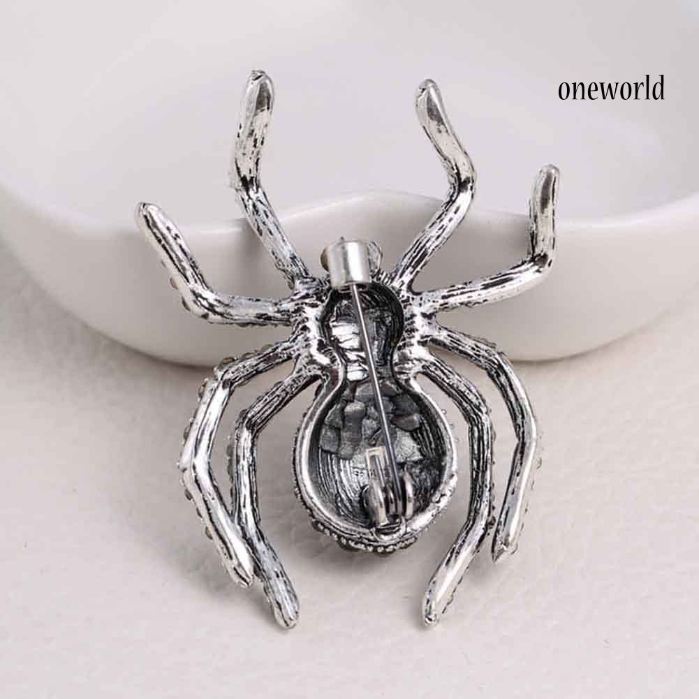 OW@ Vintage Women Rhinestone Inlaid Spider Brooch Pin Bag Badge Lapel Jewelry Gift