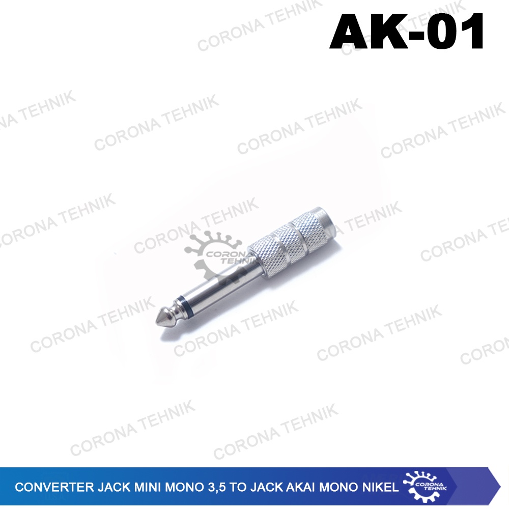 Jack Akai Mono Nikel to Converter Jack Mini Mono 3,5 MM