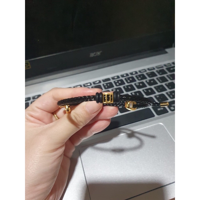 Gelang tali inisial huruf u elegant emas asli