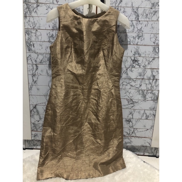 dress pesta korea gold