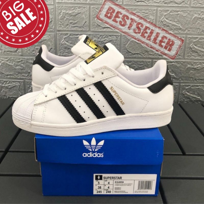 Sepatu Ads Superstar Foundation Pack Leather White Black - Sepatu Pria Wanita - Sneakers Couple