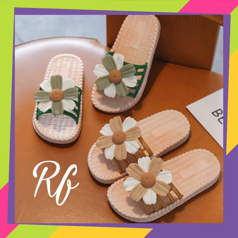 Sandal Slop Bunga Couple Karet Import RF