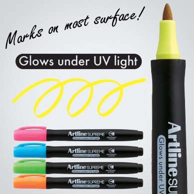 

ARTLINE SUPREME PERMANENT MARKER GLOWS UNDER UV LIGHT