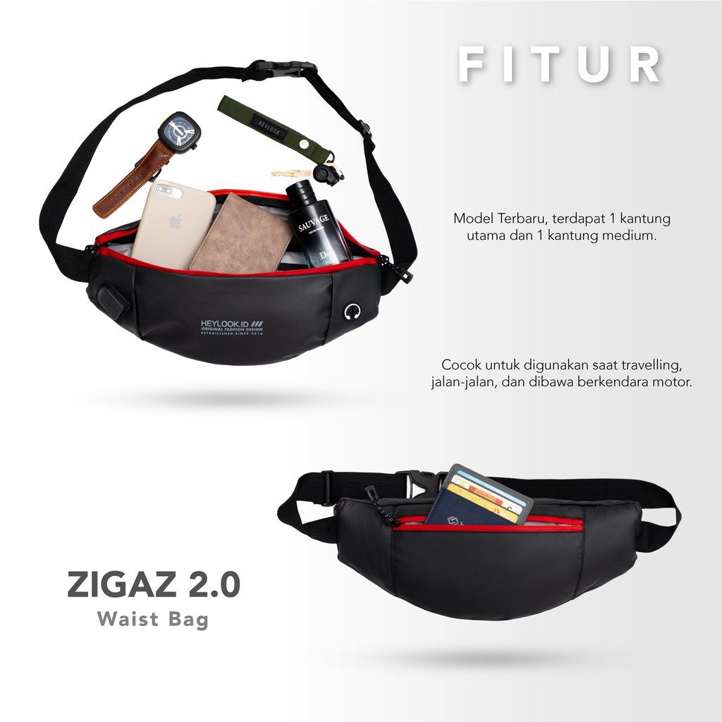 [BISA COD] WAISTBAG Tas Selempang ZIGAZ NEW Pria Wanita Trendy Waterproof Anti Air