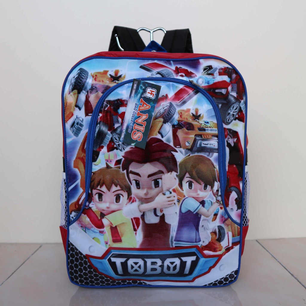 Tas Ransel Punggung Backpack Anak Kecil Sekolah Paud Playgroup TK SD Gambar Kartun Tobot Merah Bagus