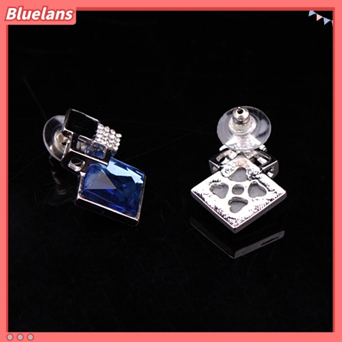 Bluelans Women Fashion Rhombic Rhinestone Eardrop Korean Style Earrings Party Jewelry