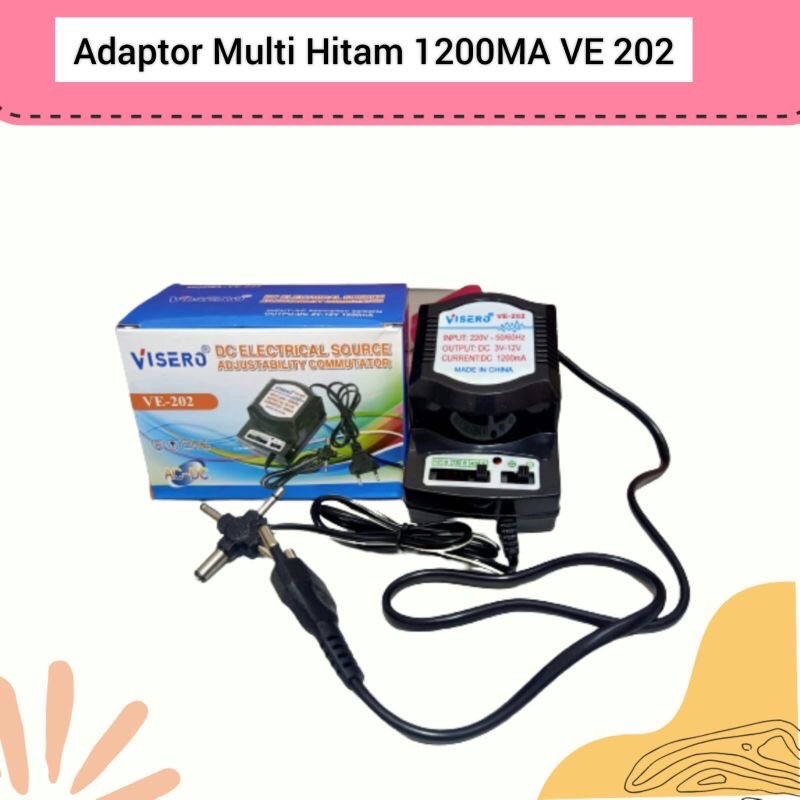 Adaptor 1200mA/ 1.2A VISERO 3v-4.5v-6v-7.5v-9v-12v ( Multi output DC ) trafo