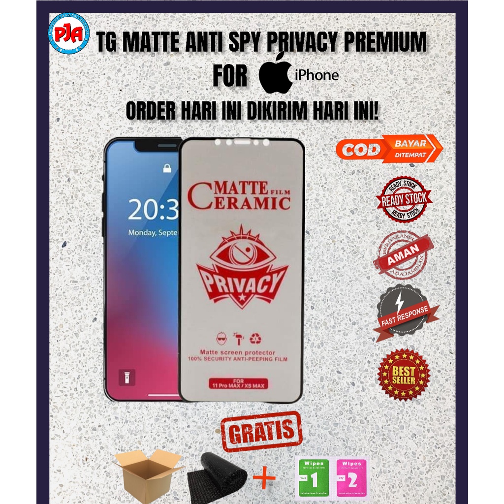 Tempered Glass TG Ceramic Film Matte Anti Spy Iphone 6+ 7+ 8+ Xs Max