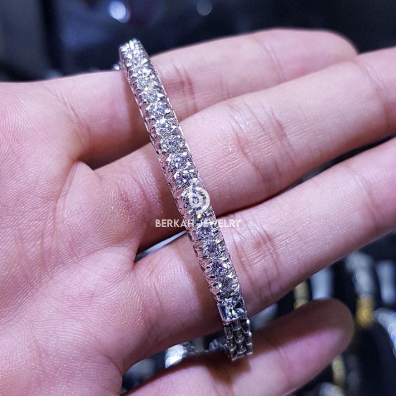 Gelang emas putih 40% berlian 2,10 ct asli natural diamond